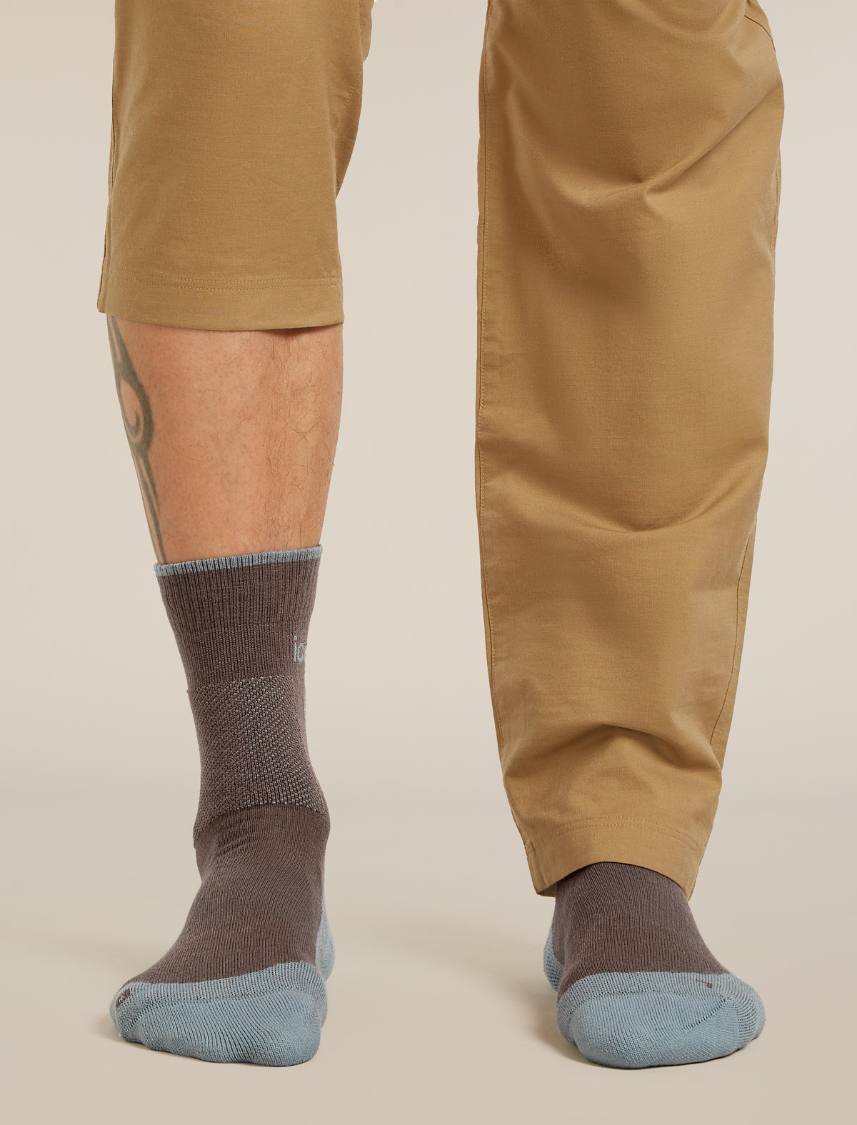 Men's Merino Hike+ Medium Crew Socks Porcini/Flint Blue - 4