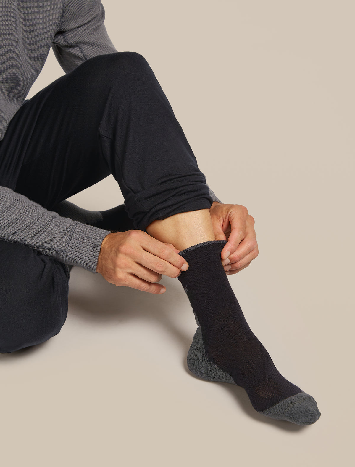 Men's Merino Hike+ Light Crew Socks Black/Obsidian - 2