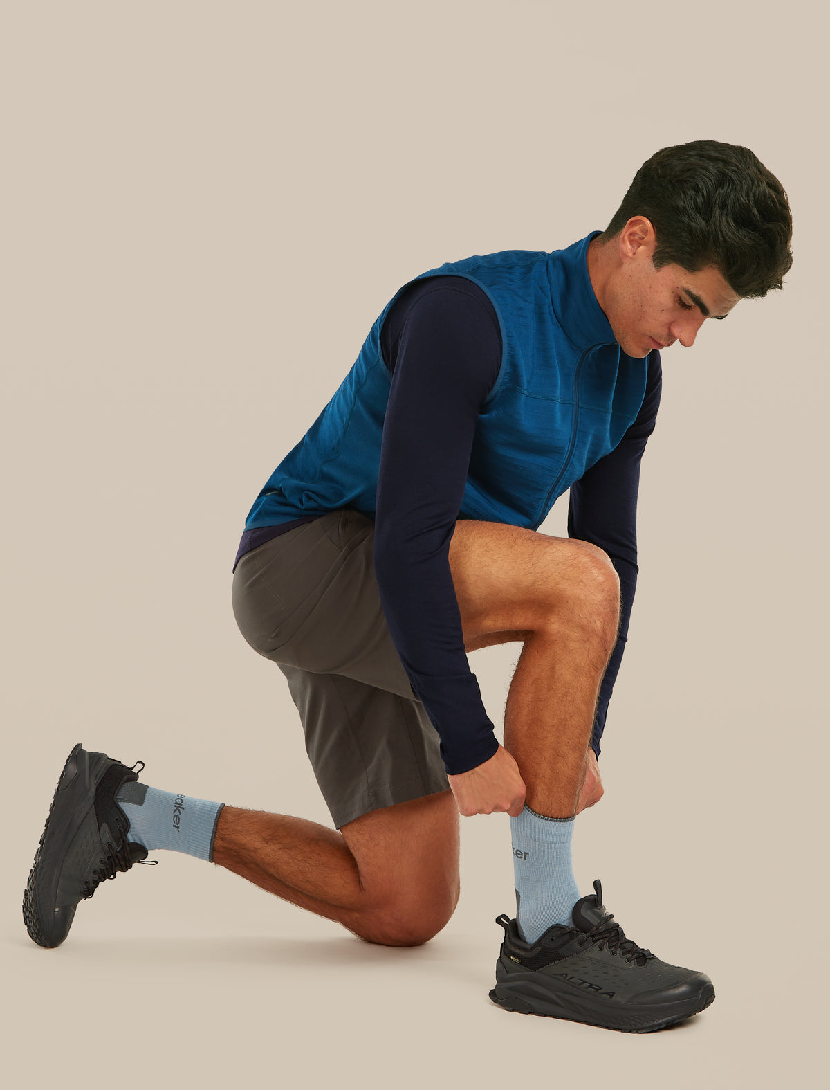 Men's Merino Hike+ Light Crew Socks Flint Blue/Obsidian - 6