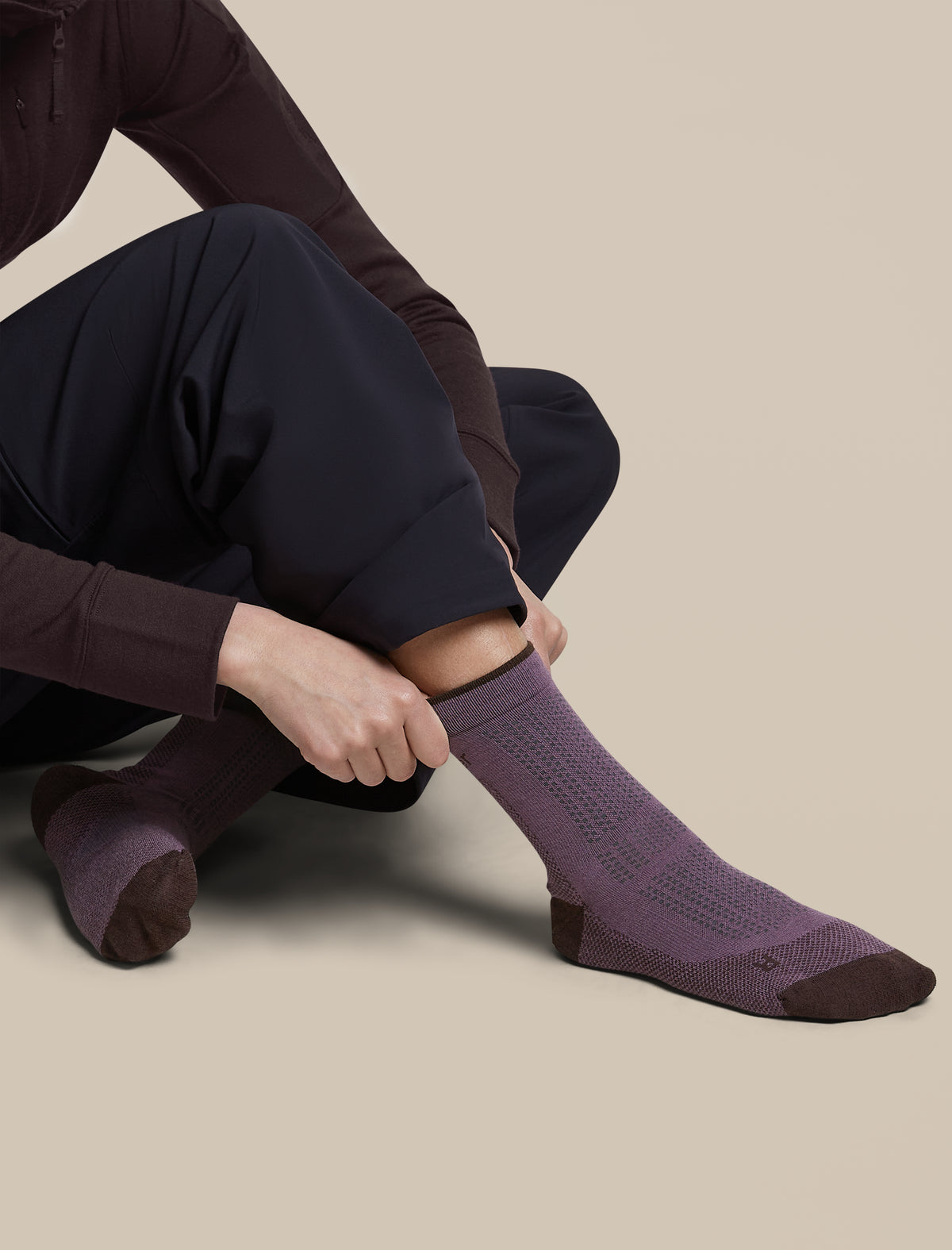 Women's Merino Hike+ Ultralight Quarter Socks Grey Plum/Bittersweet - 5