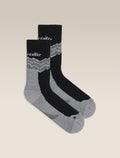 Women's Merino Hike+ Medium Crew Across the Peaks Socks Black/Alloy/Snow - 1