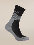 Women's Merino Hike+ Medium Crew Across the Peaks Socks Black/Alloy/Snow - 3