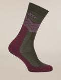 Women's Merino Hike+ Medium Crew Across the Peaks Socks Dark Loden/Dark Berry/Grey Plum - 3