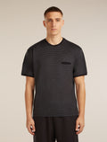 Unisex Merino 150 Short Sleeve Tee Stripe Black/Dawn - 1