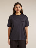 Unisex Merino 150 Short Sleeve Tee Stripe Black/Dawn - 3
