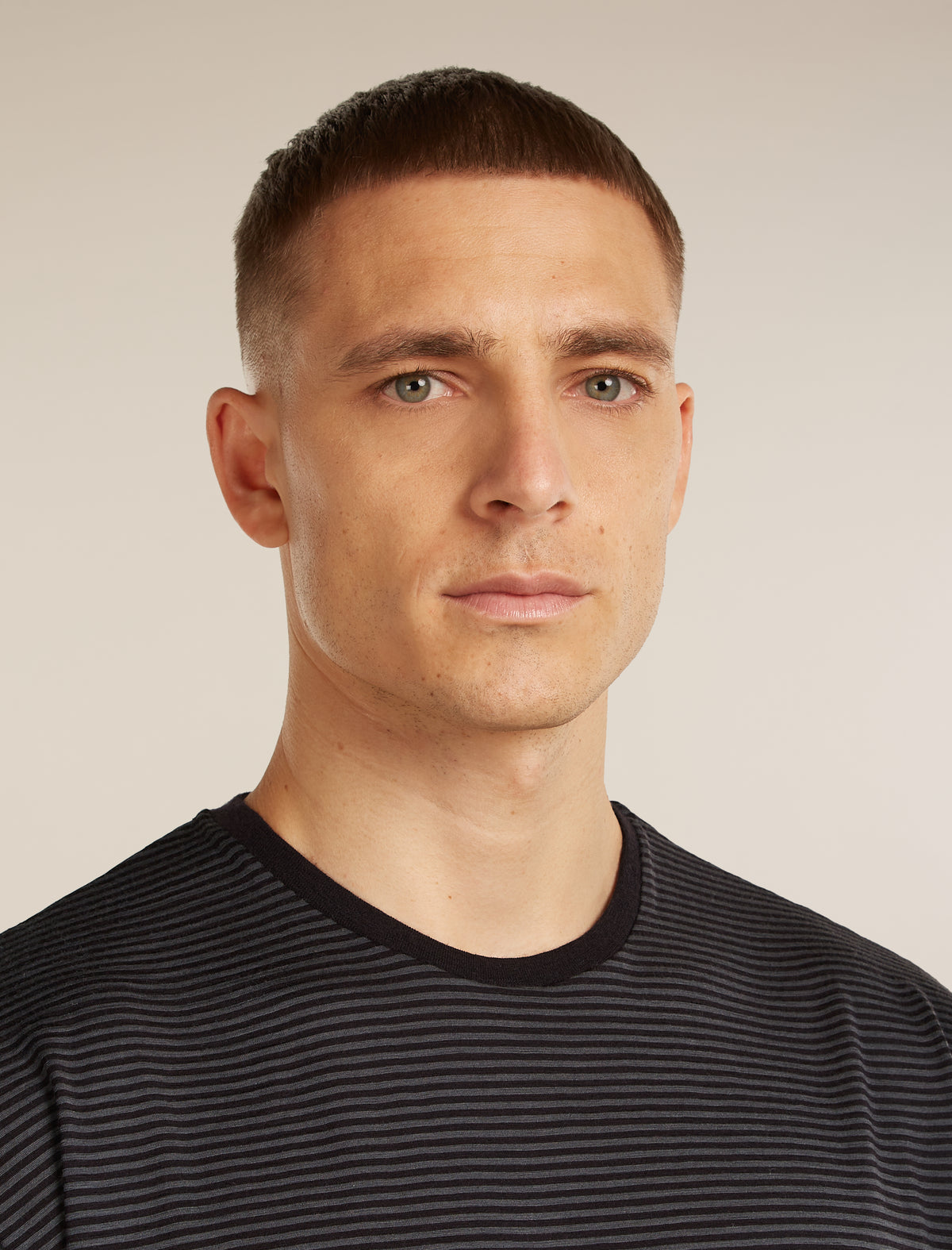 Unisex Merino 150 Short Sleeve Tee Stripe Black/Dawn - 14