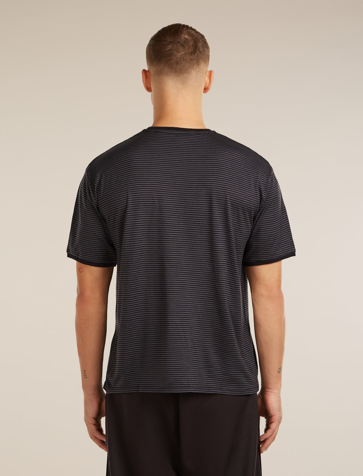 Unisex Merino 150 Short Sleeve Tee Stripe Black/Dawn - 3