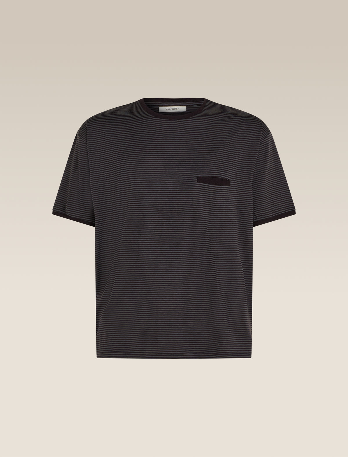 Unisex Merino 150 Short Sleeve Tee Stripe Black/Dawn - 19