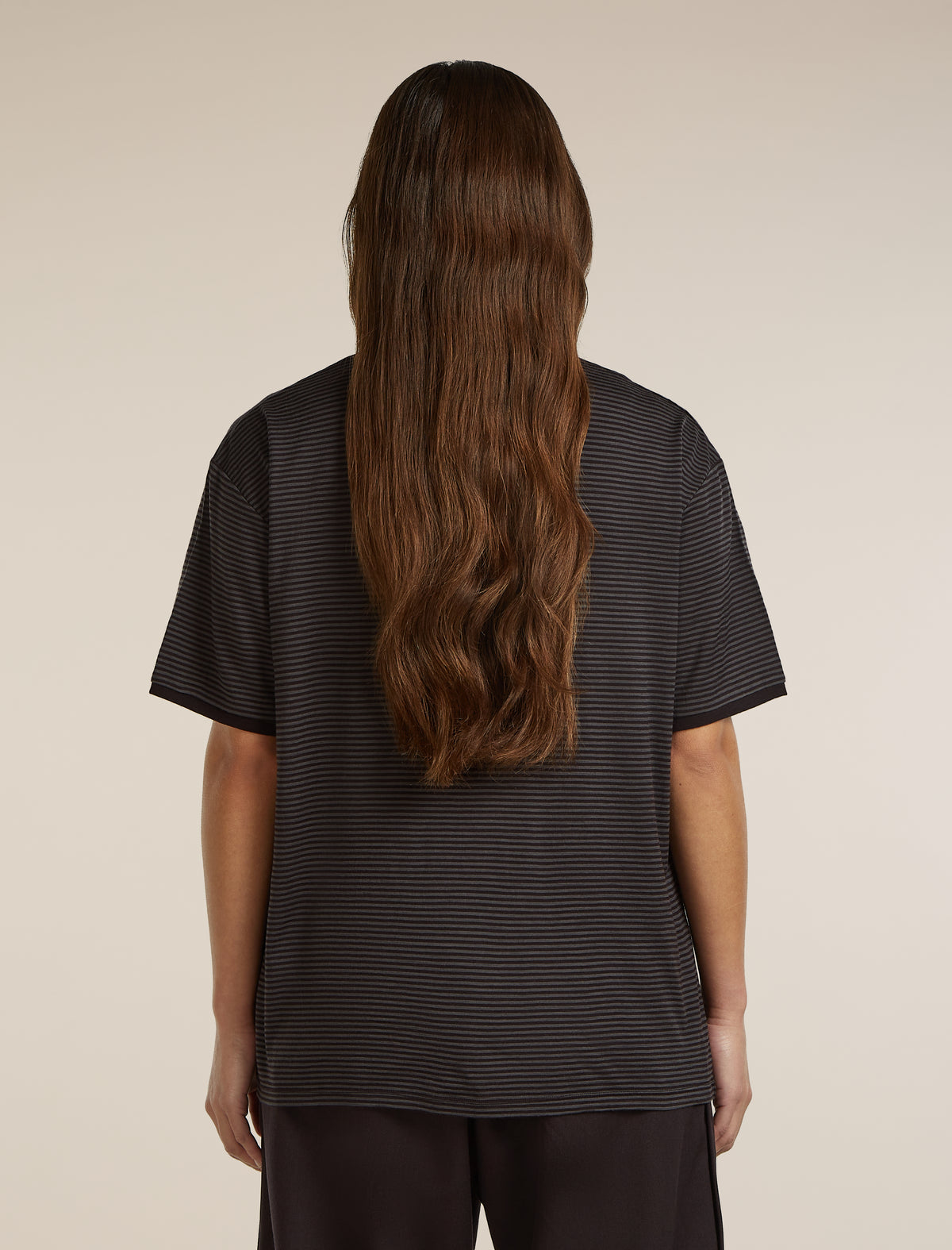 Unisex Merino 150 Short Sleeve Tee Stripe Black/Dawn - 4