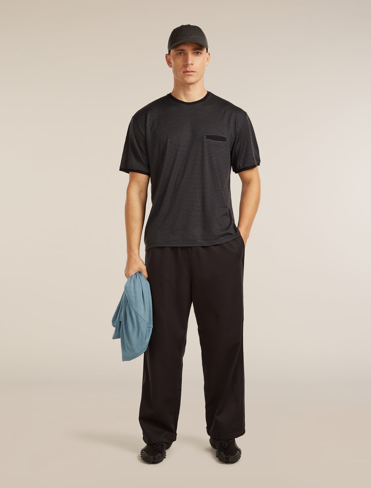 Unisex Merino 150 Short Sleeve Tee Stripe Black/Dawn - 7