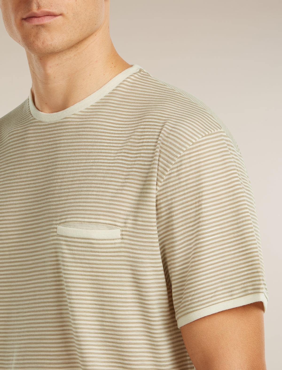 Unisex Merino 150 Short Sleeve Tee Stripe Flagstone/Chalk - 10