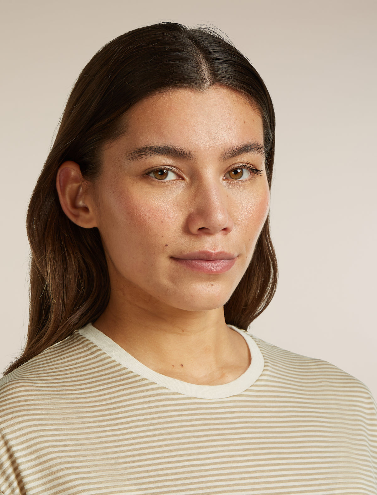 Unisex Merino 150 Short Sleeve Tee Stripe Flagstone/Chalk - 11