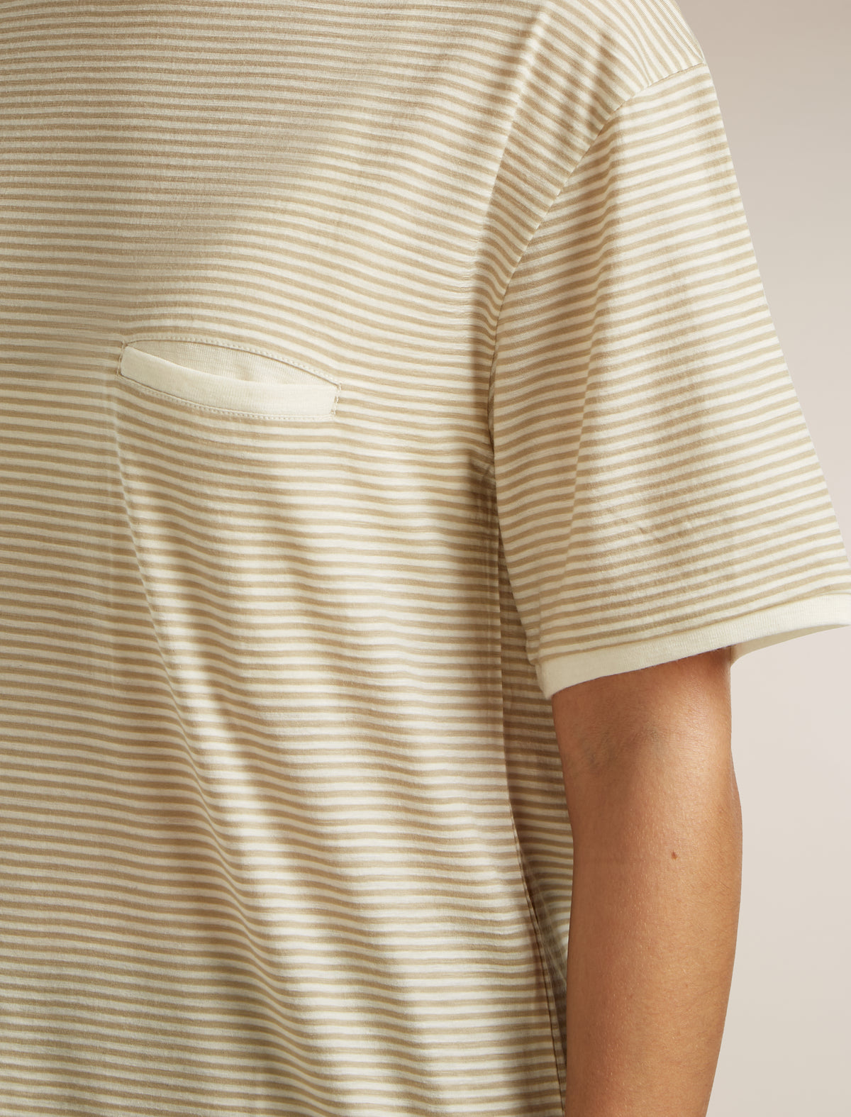 Unisex Merino 150 Short Sleeve Tee Stripe Flagstone/Chalk - 13