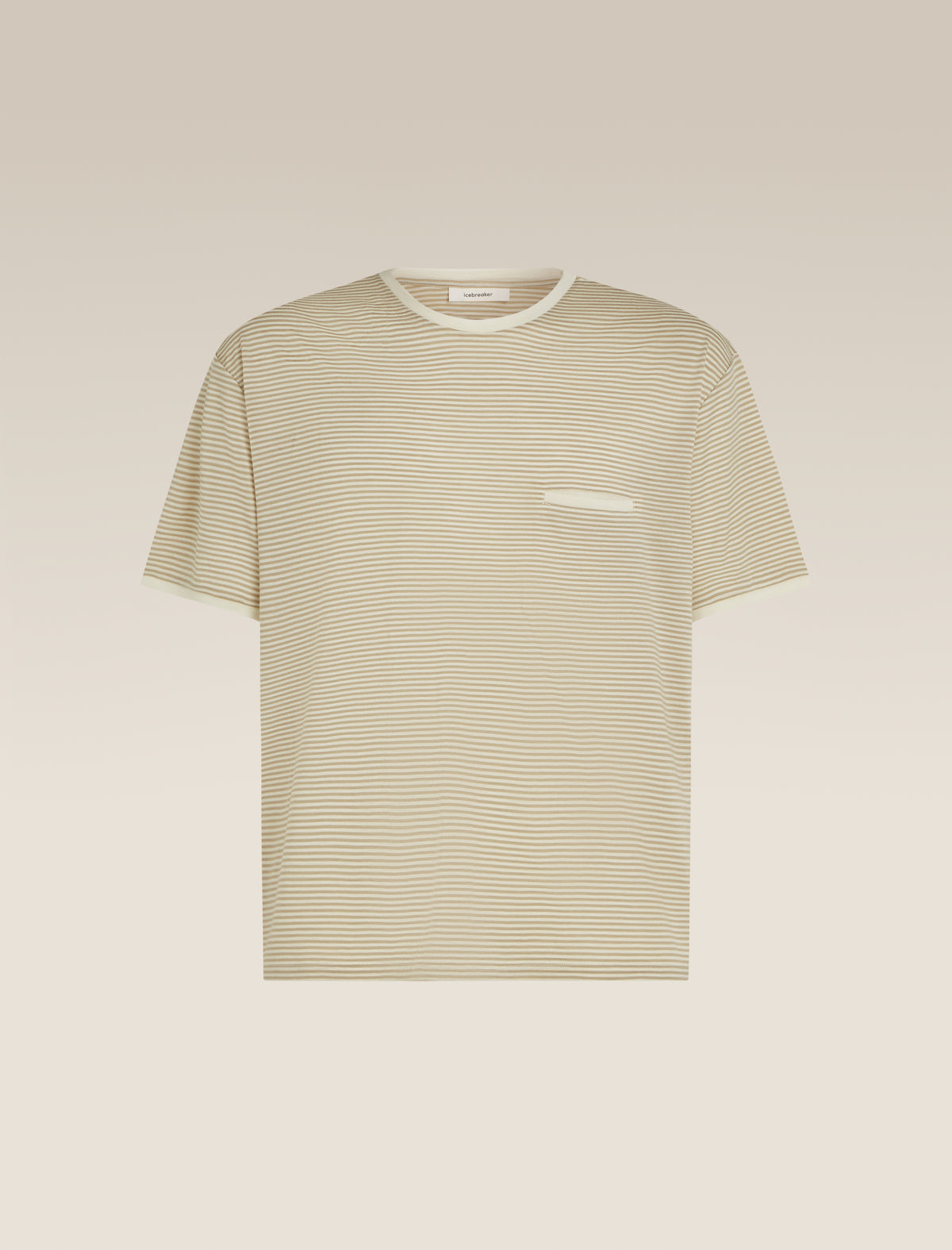 Unisex Merino 150 Short Sleeve Tee Stripe Flagstone/Chalk - 19