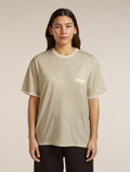 Unisex Merino 150 Short Sleeve Tee Stripe Flagstone/Chalk - 5