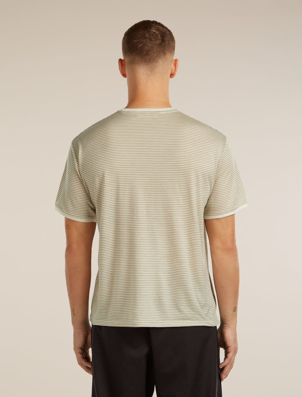 Unisex Merino 150 Short Sleeve Tee Stripe Flagstone/Chalk - 5