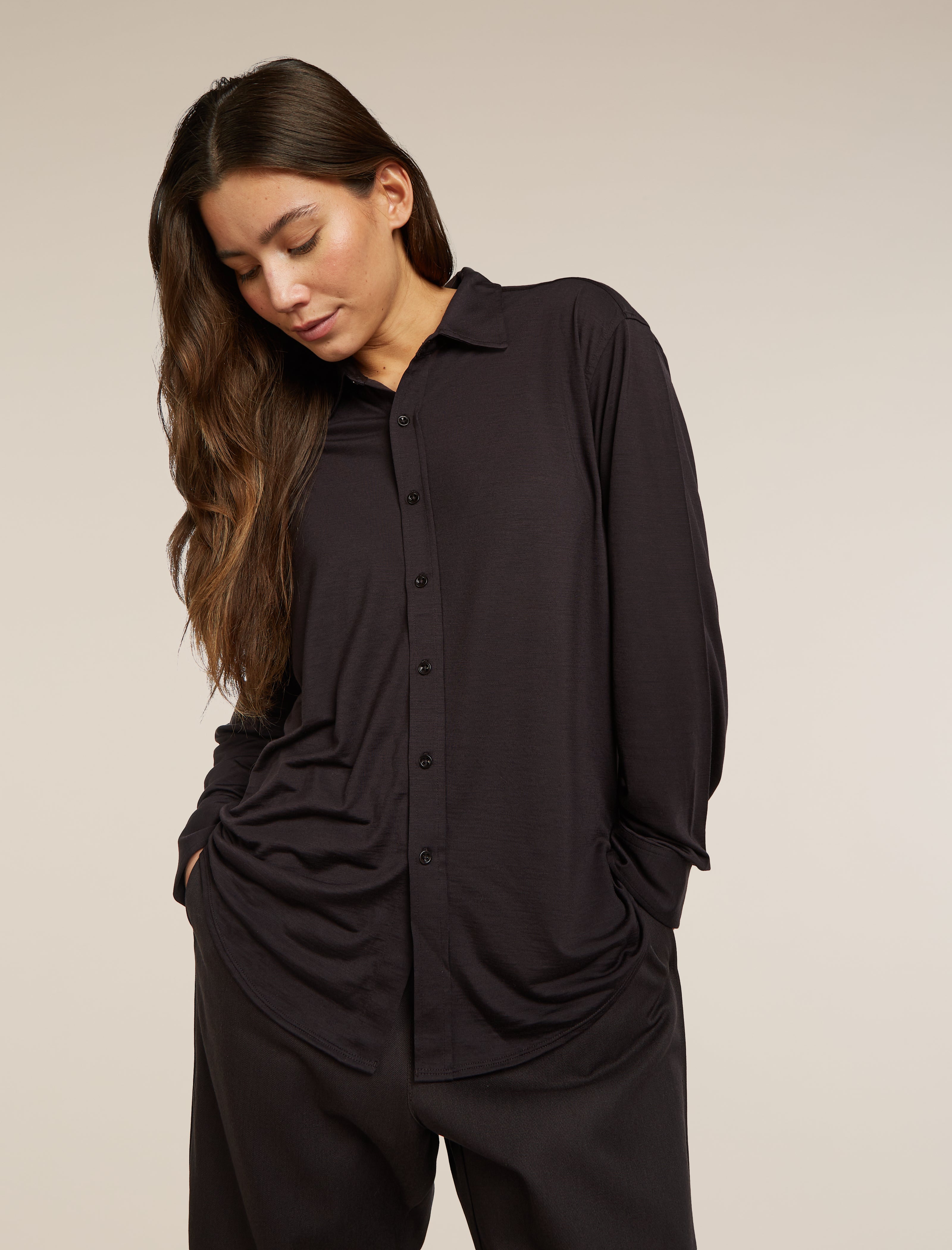 ONC MERINO LONG SLEEVE SHIRTS ブラック　5 Unisex Merino Blend 125 Cool-Lite™ Long Sleeve Shirt| icebreaker