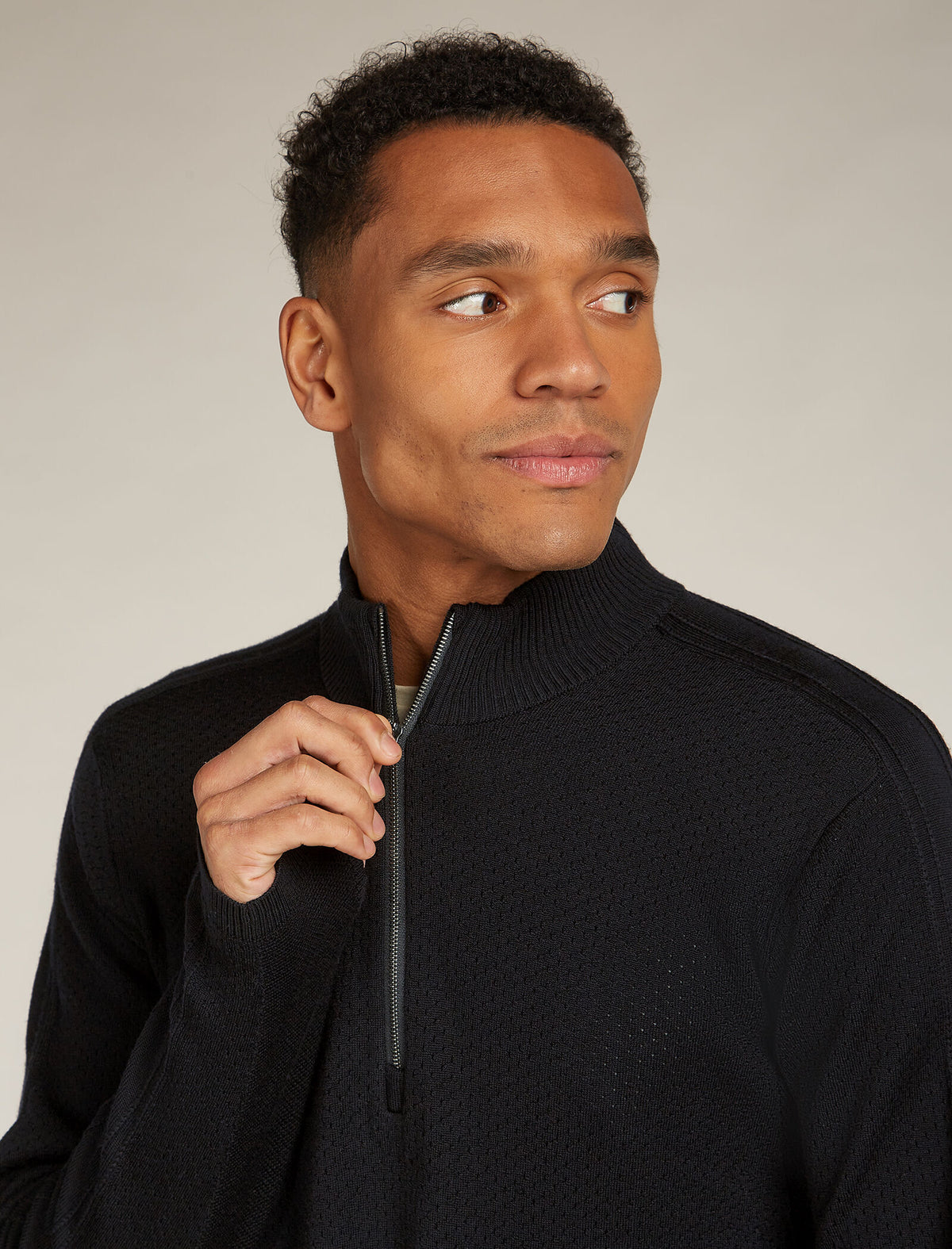 Men's Merino icebreaker Anniversary Original Long Sleeve Half Zip Top Black - 8