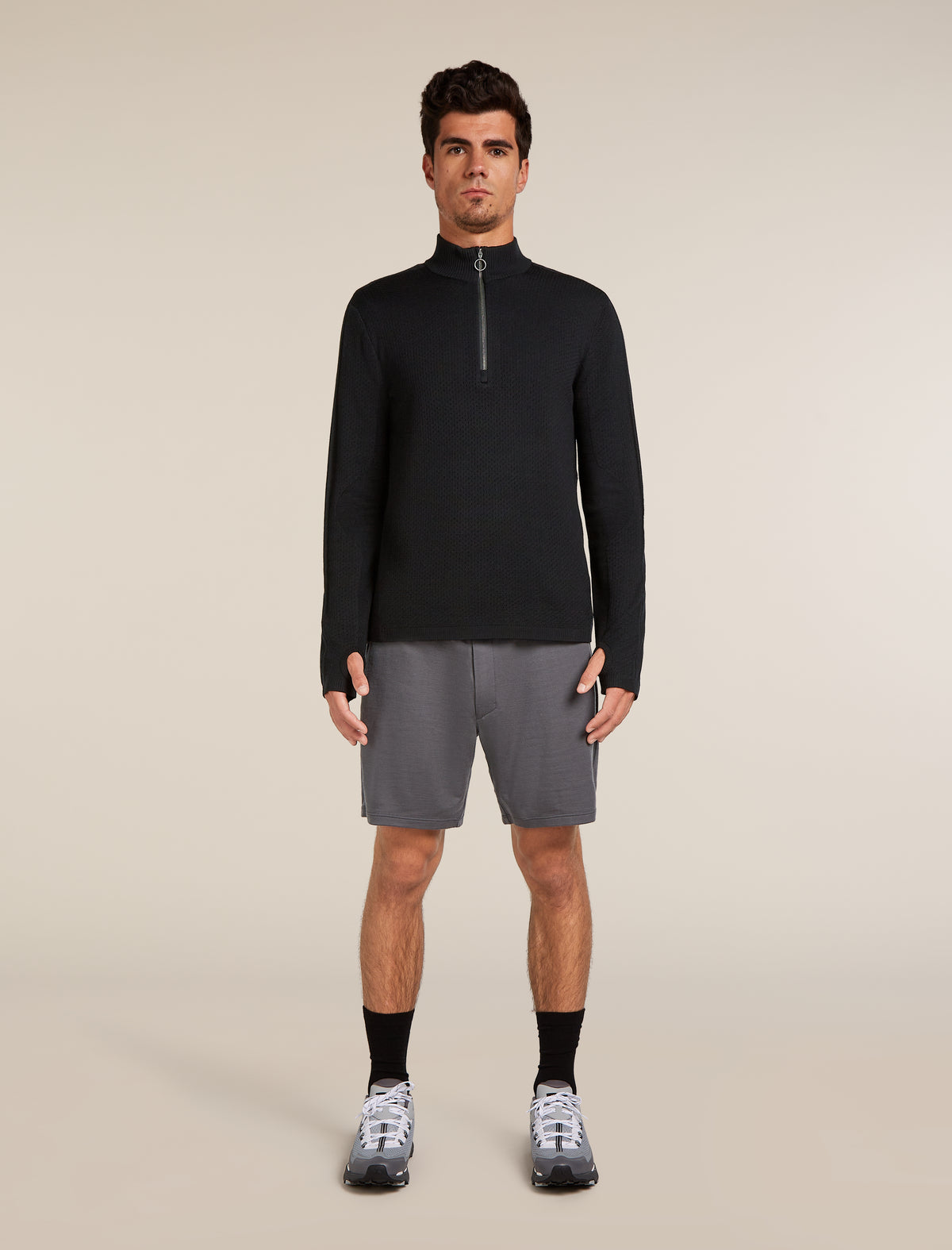 Men's Merino icebreaker Anniversary Original Long Sleeve Half Zip Top Black - 3