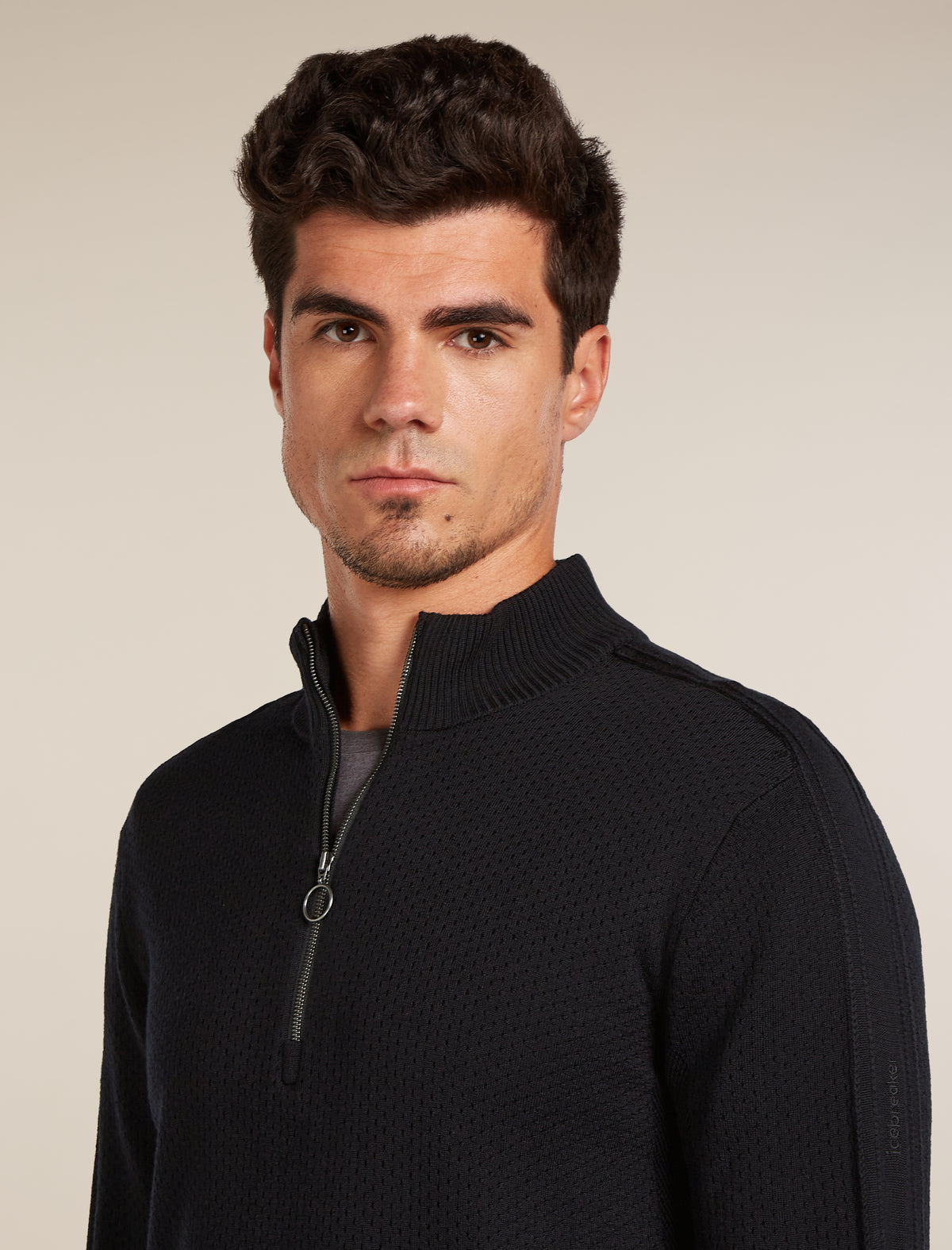 Men's Merino icebreaker Anniversary Original Long Sleeve Half Zip Top Black - 5