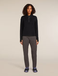 Women's Merino icebreaker Anniversary Original Long Sleeve Half Zip Top Black - 3