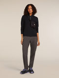 Women's Merino icebreaker Anniversary Original Long Sleeve Half Zip Top Black - 4
