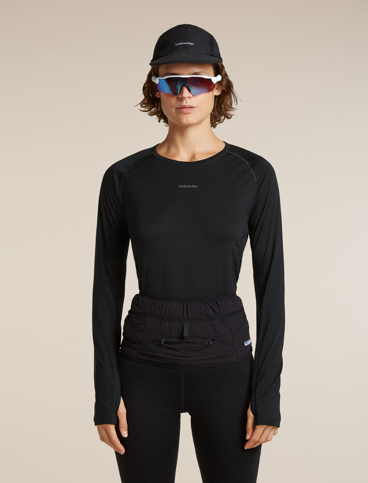 icebreaker Women's Merino Blend 125 ZoneKnit™ Long Sleeve Crewe Thermal Top Black WOMEN - 5
