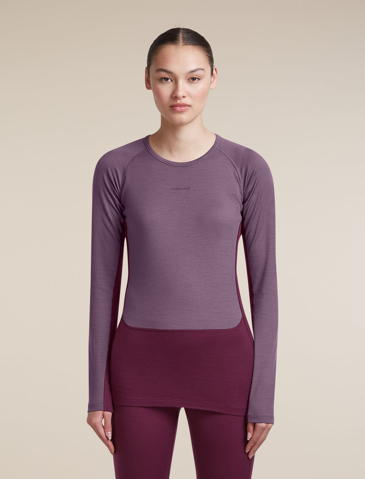 Women's Merino 200 ZoneKnit™ Long Sleeve Crewe Dark Berry/Grey Plum - 1