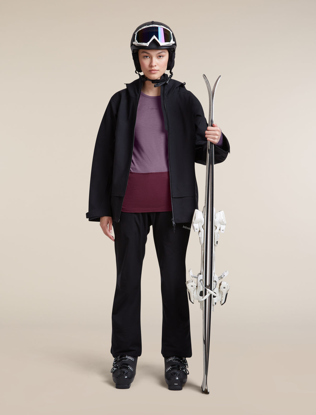 Women's Merino 200 ZoneKnit™ Long Sleeve Crewe Dark Berry/Grey Plum - 4