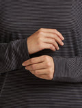 Unisex Merino 150 Long Sleeve Tee Stripe Before Dawn/Obsidian - 12