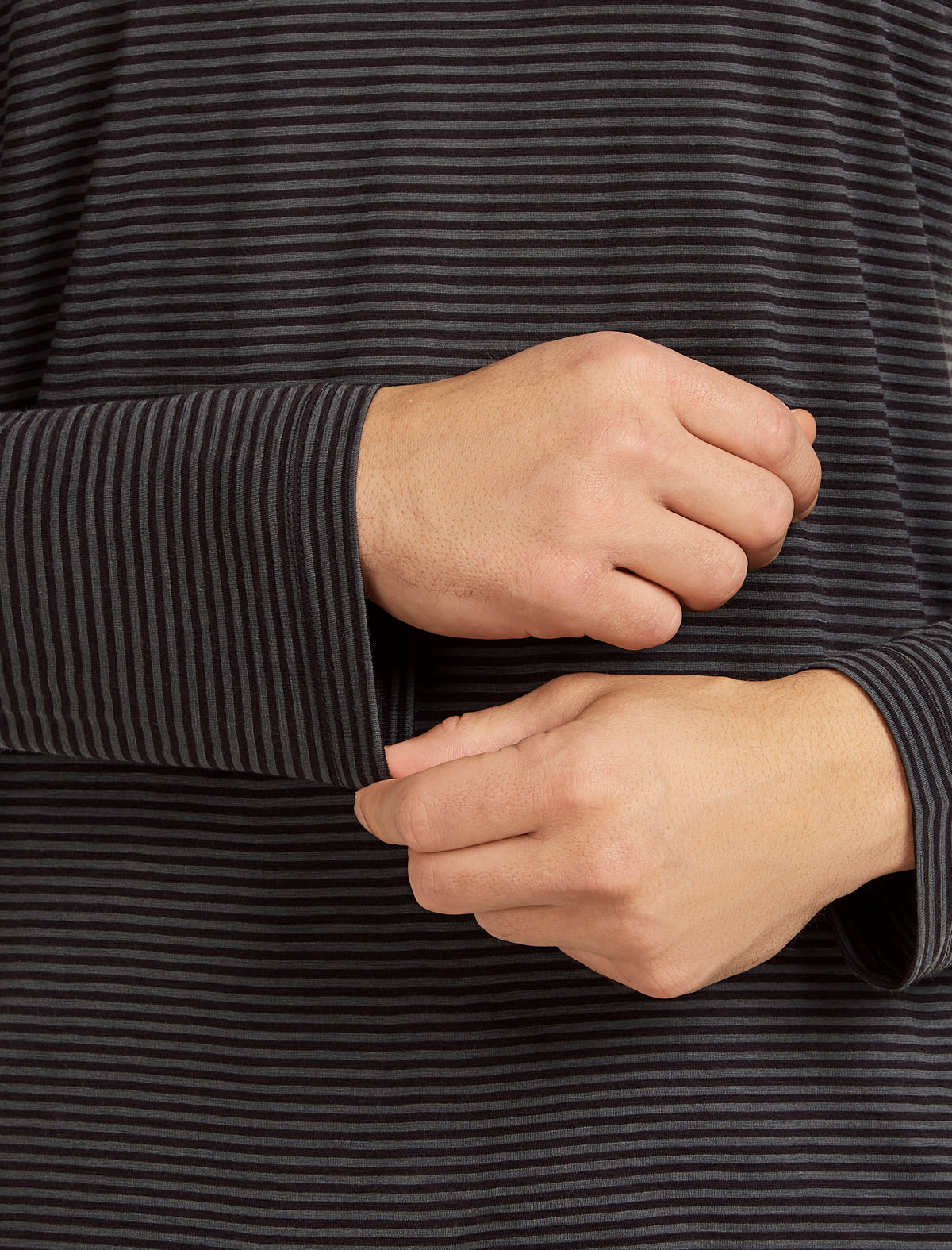 Unisex Merino 150 Long Sleeve Tee Stripe Before Dawn/Obsidian - 18