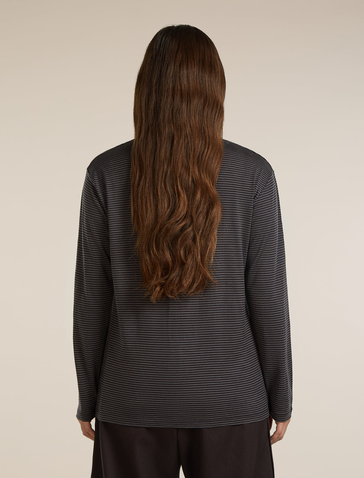 Unisex Merino 150 Long Sleeve Tee Stripe Before Dawn/Obsidian - 5