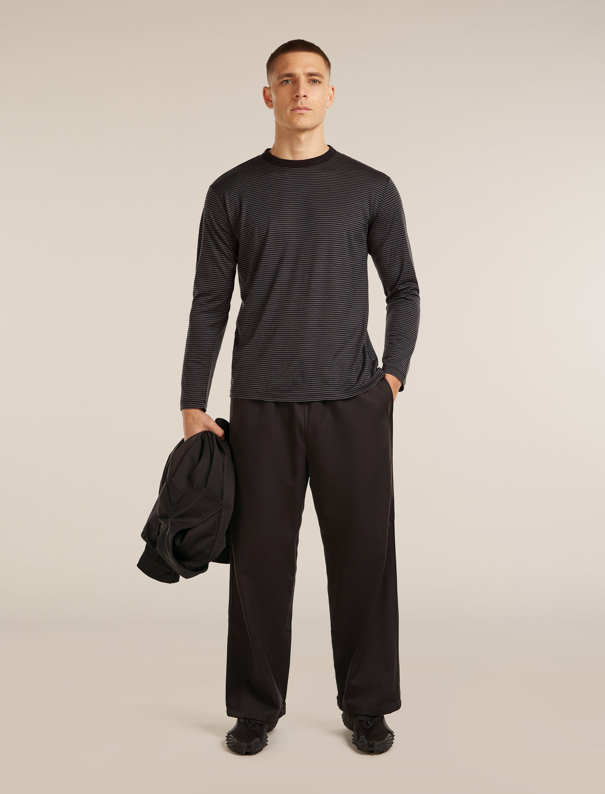 Unisex Merino 150 Long Sleeve Tee Stripe Before Dawn/Obsidian - 6