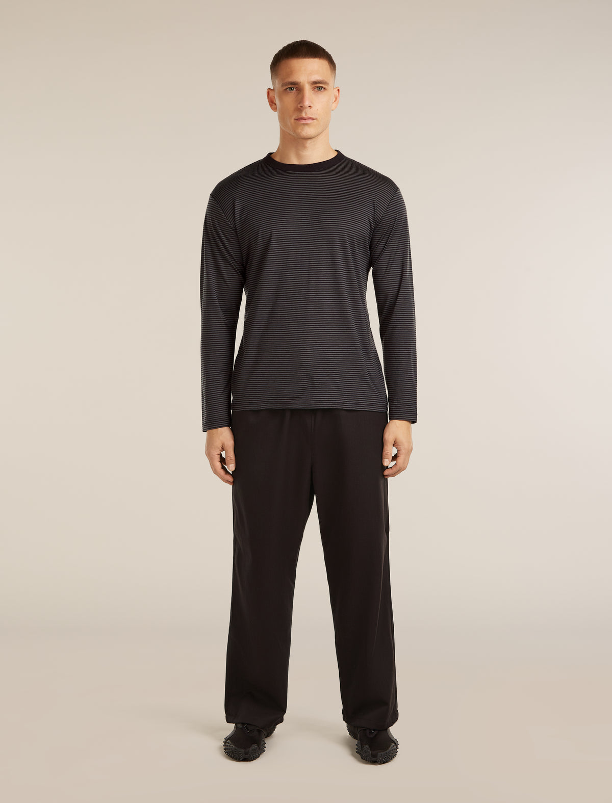 Unisex Merino 150 Long Sleeve Tee Stripe Before Dawn/Obsidian - 8