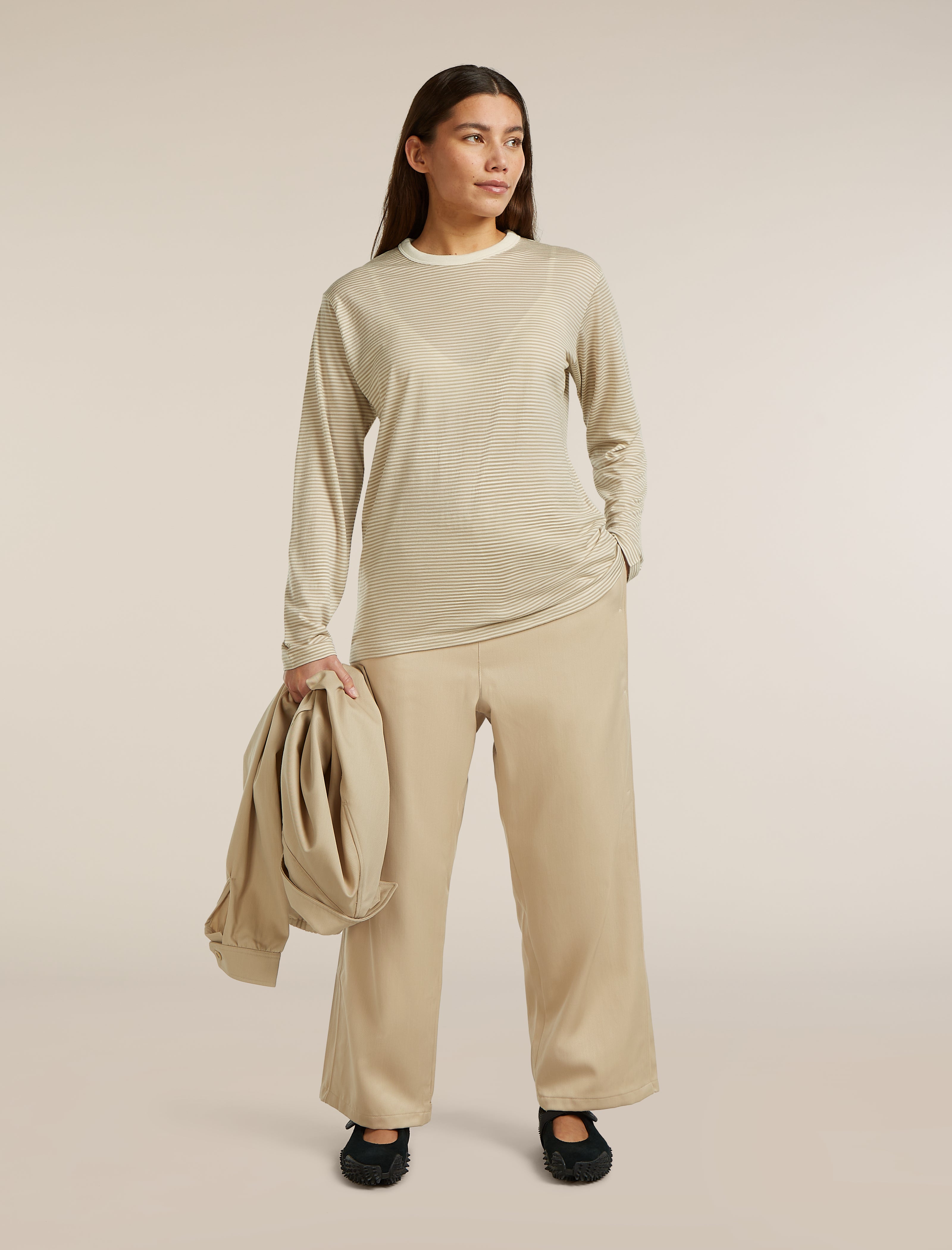 Unisex Merino 150 Long Sleeve Tee Stripe| icebreaker