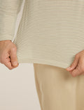 Unisex Merino 150 Long Sleeve Tee Stripe Flagstone/Chalk - 12
