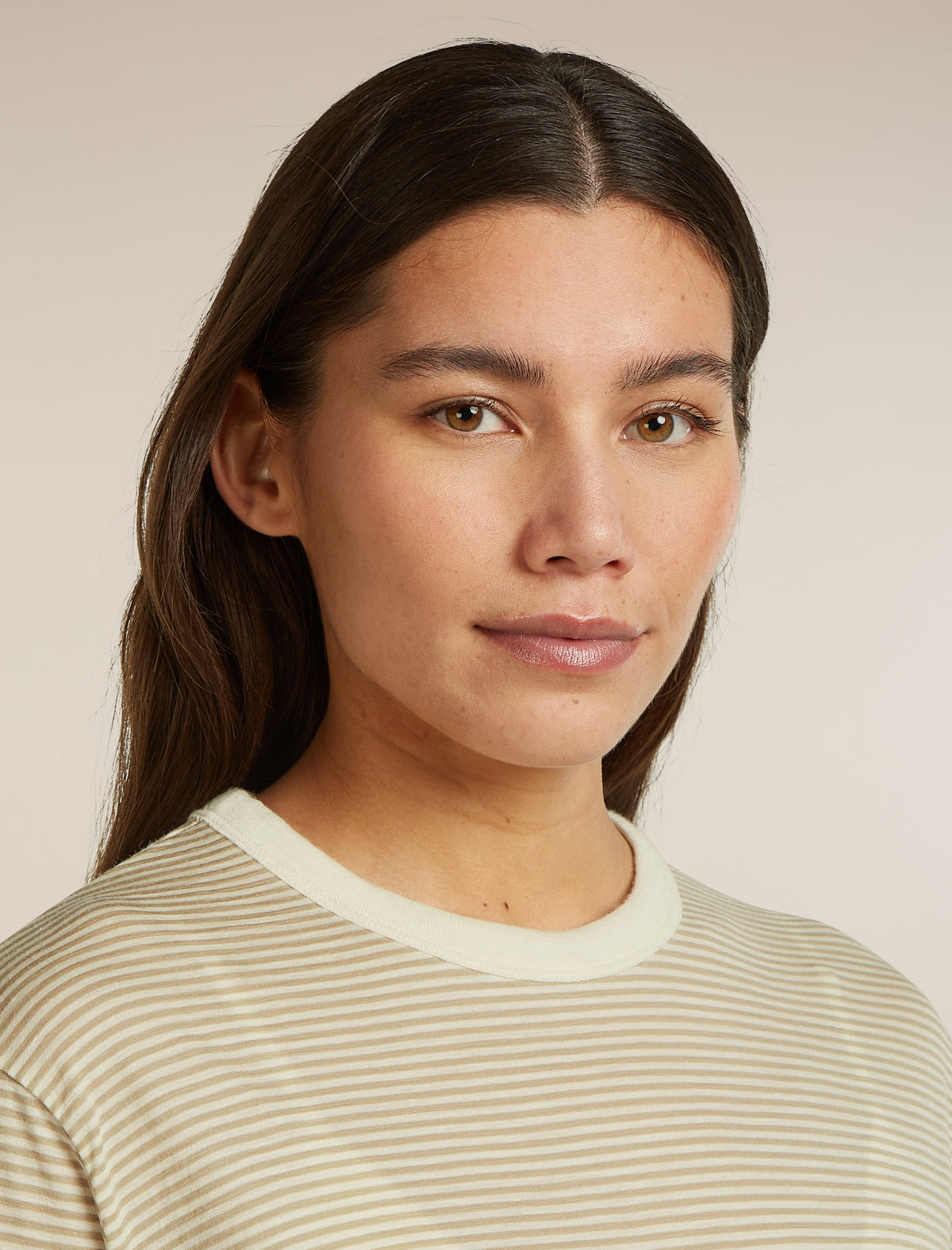 Unisex Merino 150 Long Sleeve Tee Stripe Flagstone/Chalk - 14