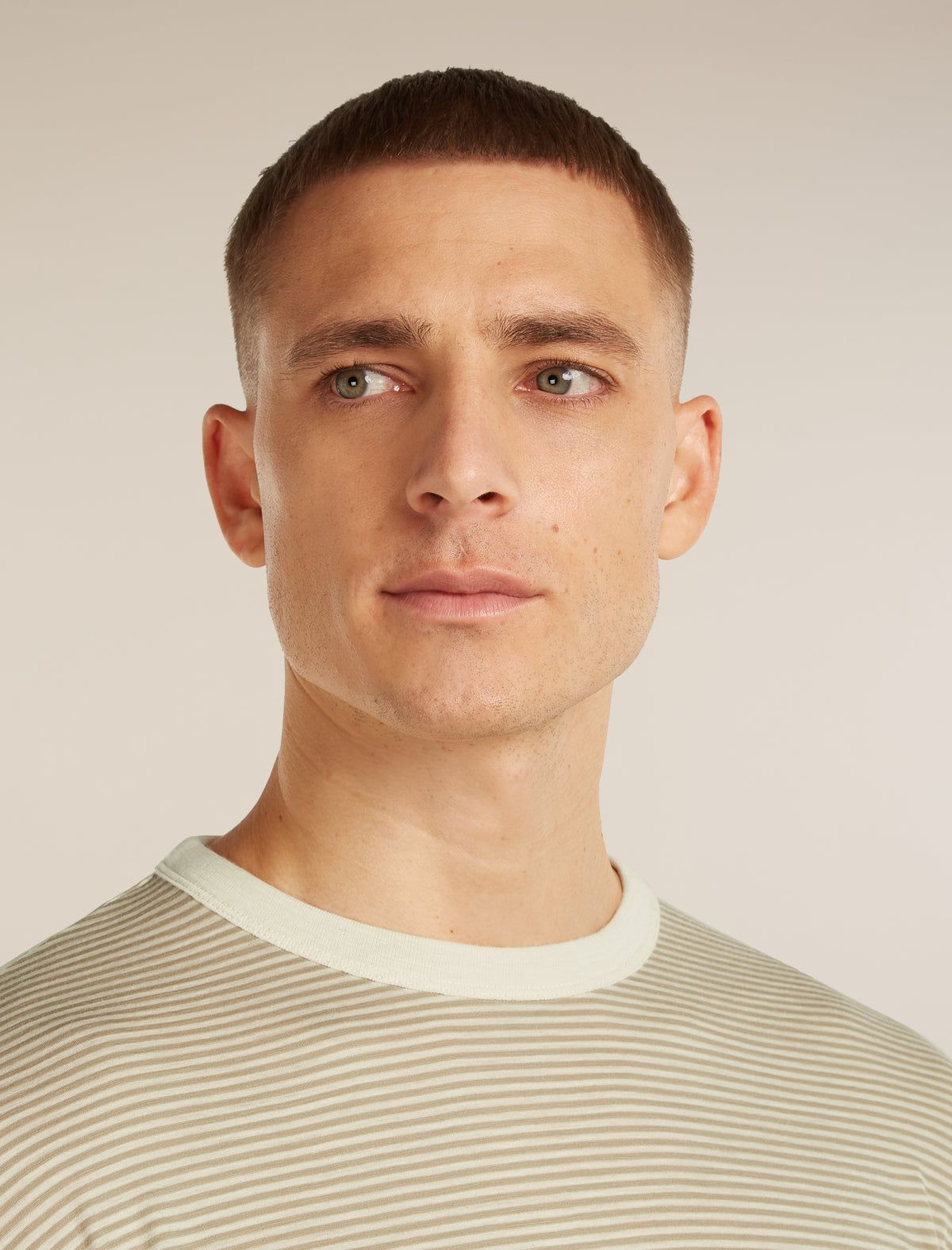 Unisex Merino 150 Long Sleeve Tee Stripe Flagstone/Chalk - 16