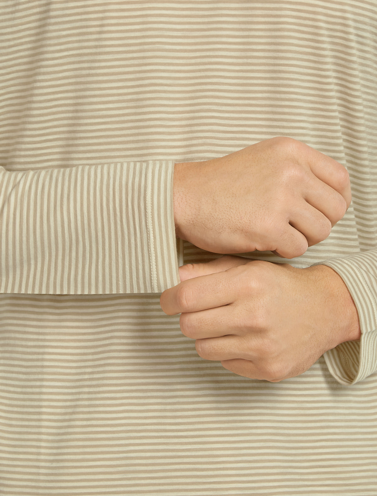 Unisex Merino 150 Long Sleeve Tee Stripe Flagstone/Chalk - 21