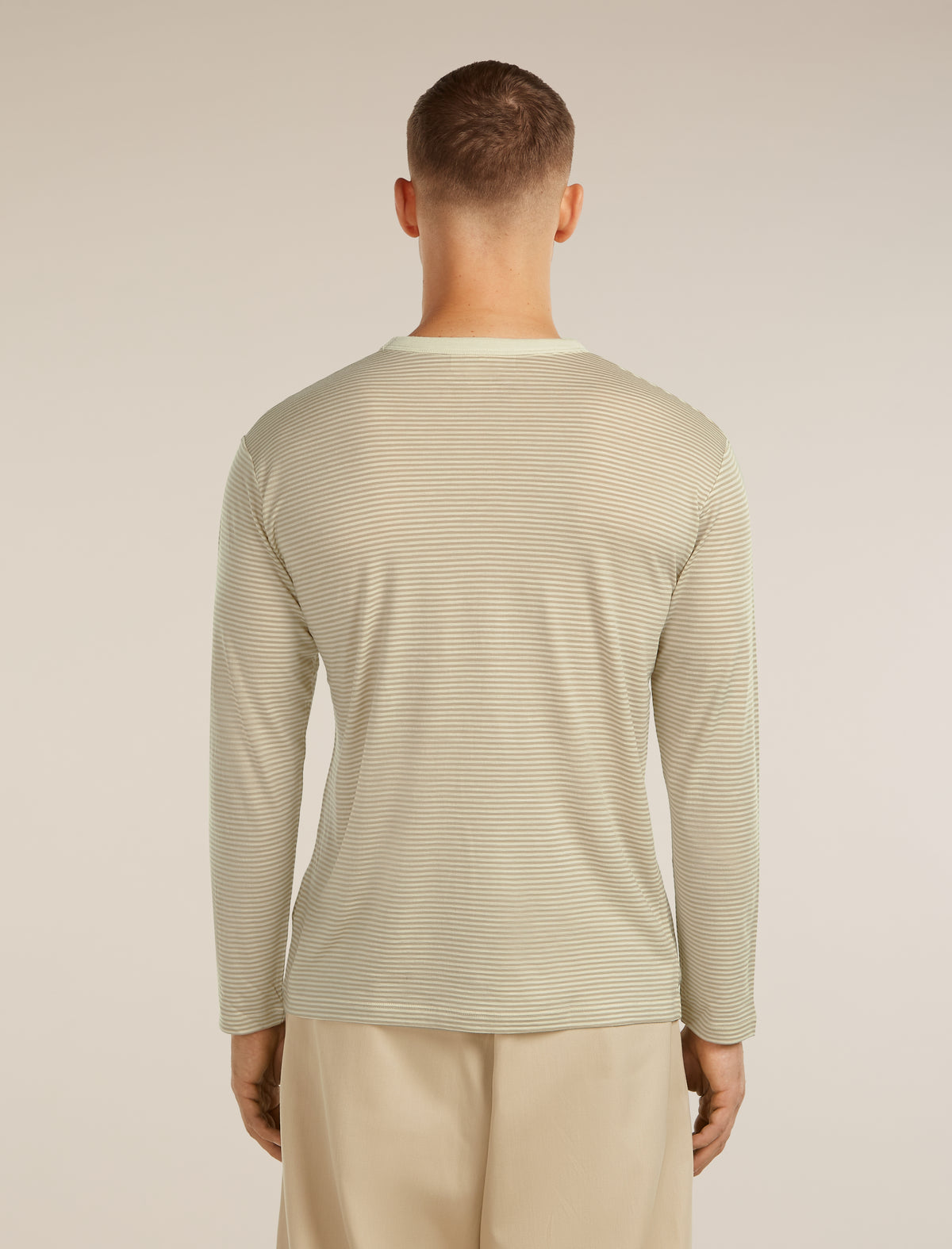 Unisex Merino 150 Long Sleeve Tee Stripe Flagstone/Chalk - 5