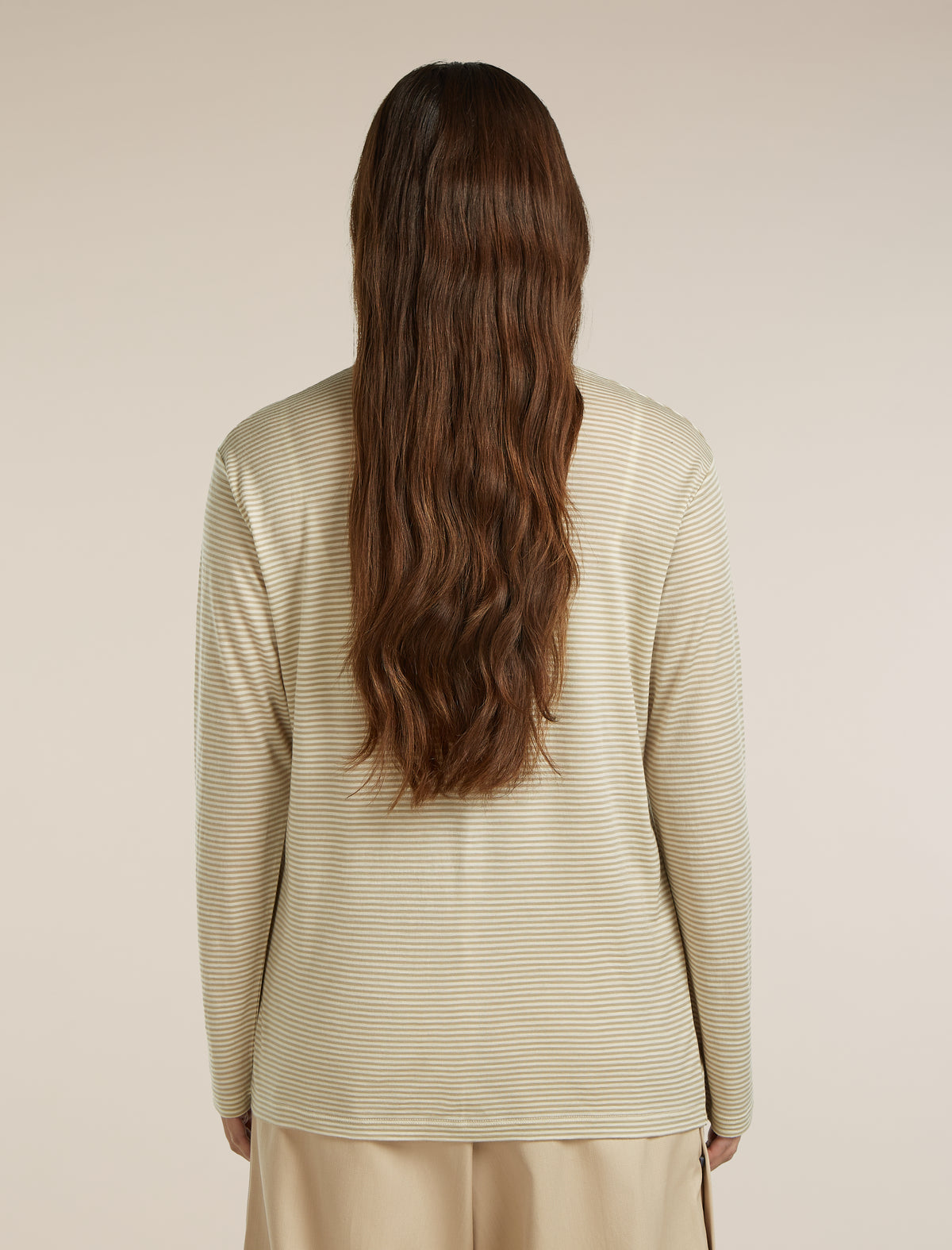 Unisex Merino 150 Long Sleeve Tee Stripe Flagstone/Chalk - 6