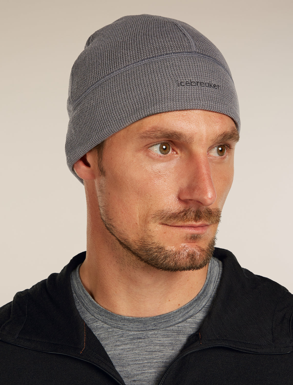 Unisex Merino 260 Waffle Knit Wander Reversible Beanie Obsidian/Black - 2
