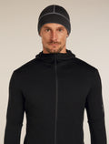 Unisex Merino 260 Waffle Knit Wander Reversible Beanie Obsidian/Black - 8