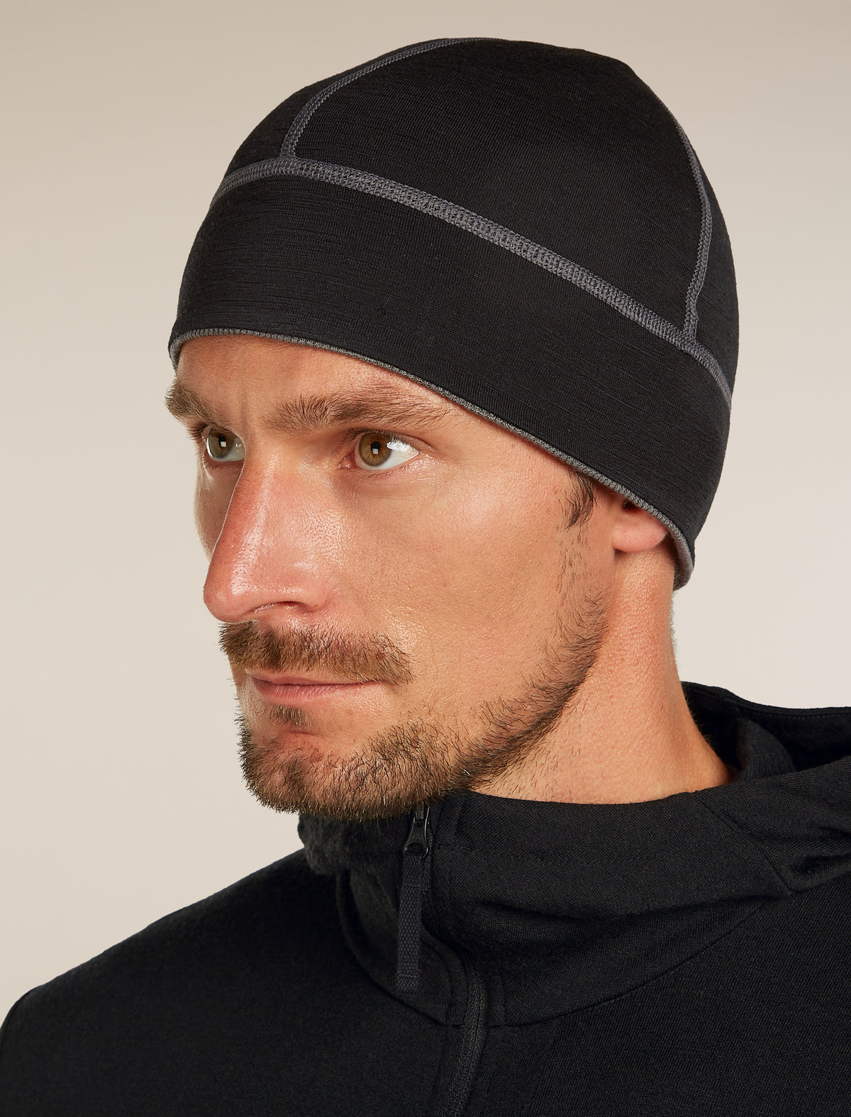 Unisex Merino 260 Waffle Knit Wander Reversible Beanie Obsidian/Black - 10