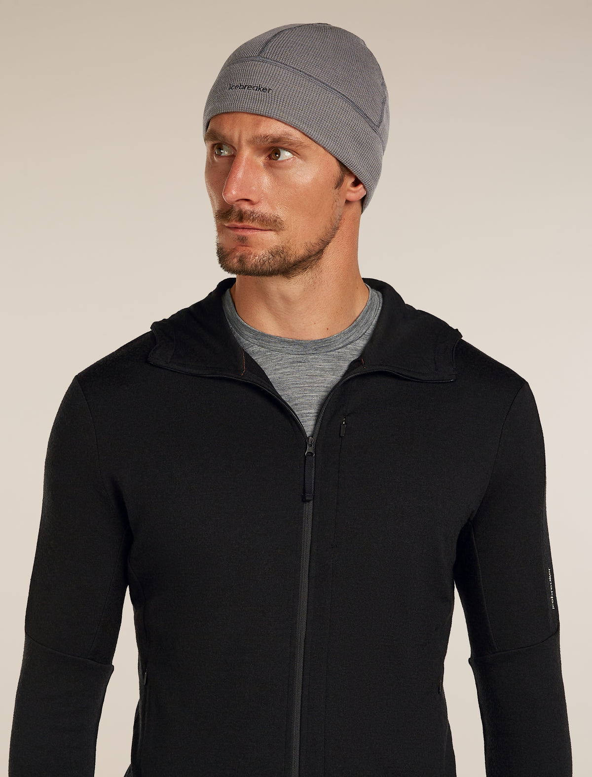 Unisex Merino 260 Waffle Knit Wander Reversible Beanie Obsidian/Black - 3