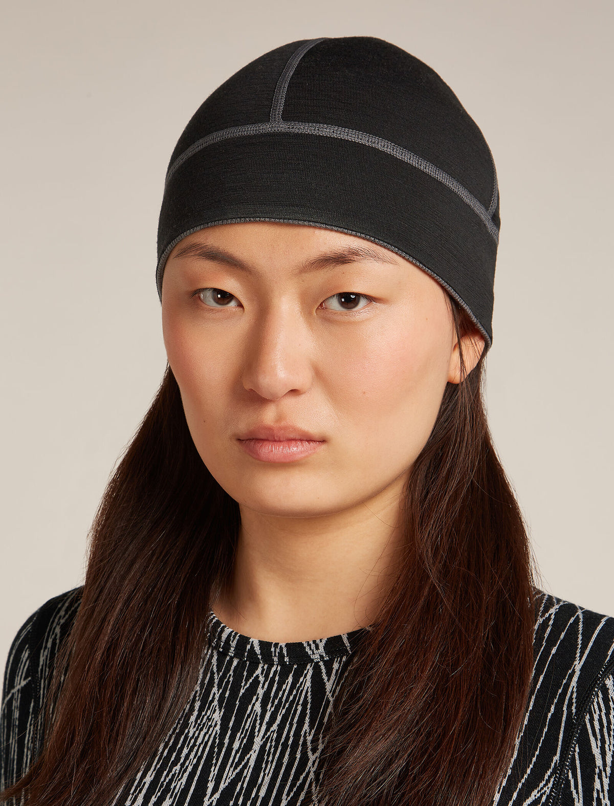 Unisex Merino 260 Waffle Knit Wander Reversible Beanie Obsidian/Black - 6