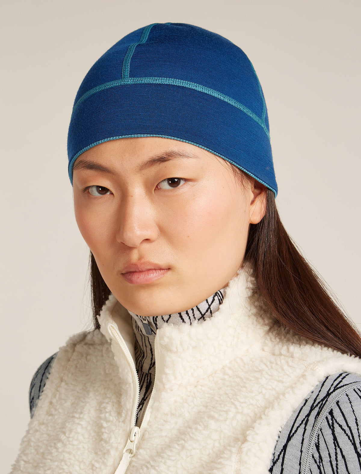 Unisex Merino 260 Waffle Knit Wander Reversible Beanie Topaz/Atlantis - 6