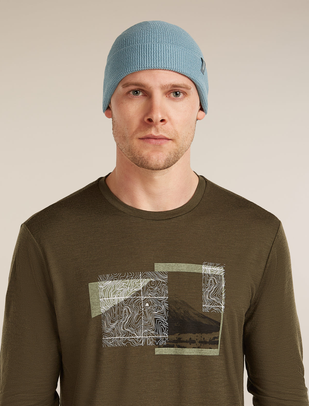 Unisex Merino Feadan Cuff Beanie Flint Blue - 1