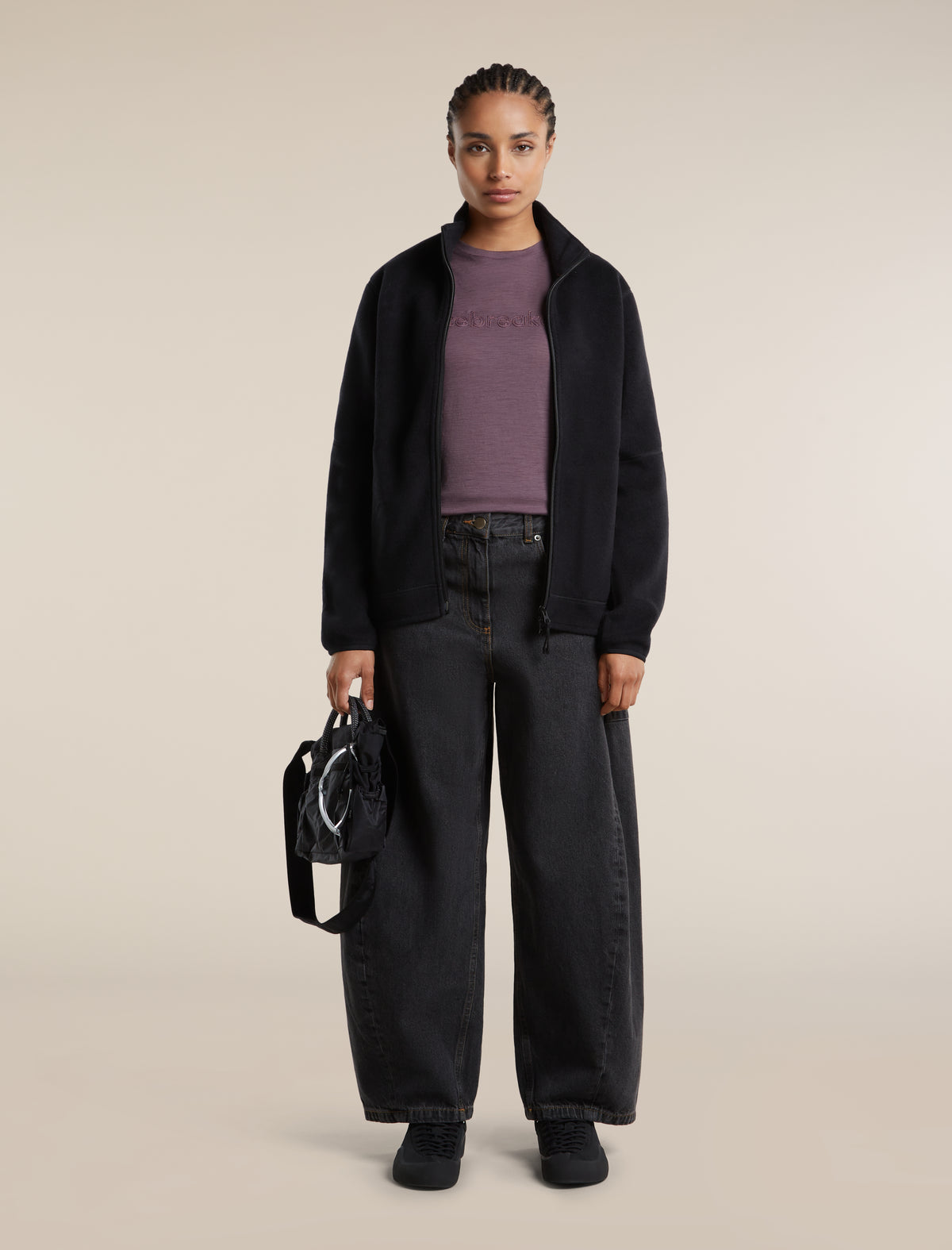 Women's Merino Blend 800 RealFleece™ Classic Pile Long Sleeve Zip Black - 4