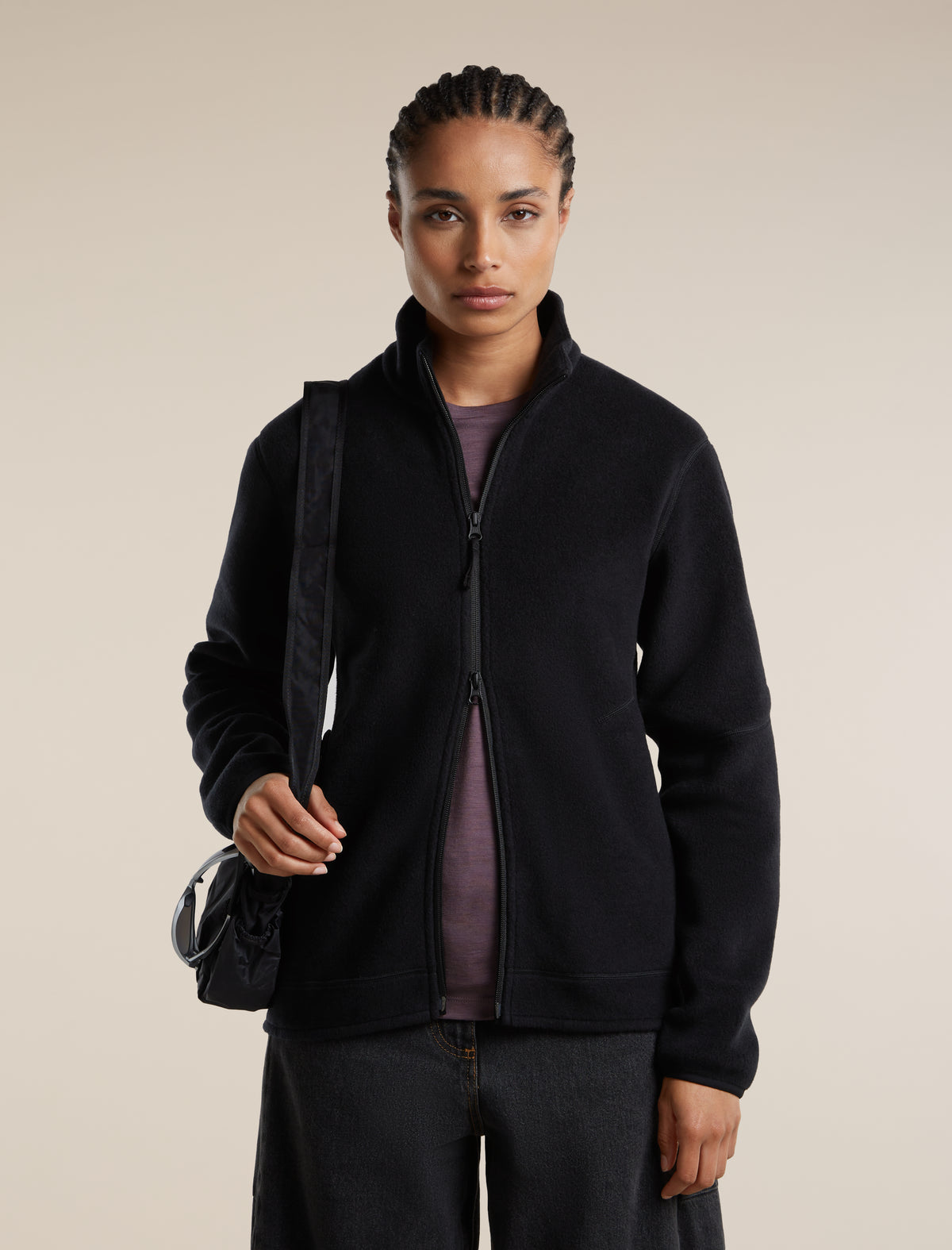 Women's Merino Blend 800 RealFleece™ Classic Pile Long Sleeve Zip Black - 5